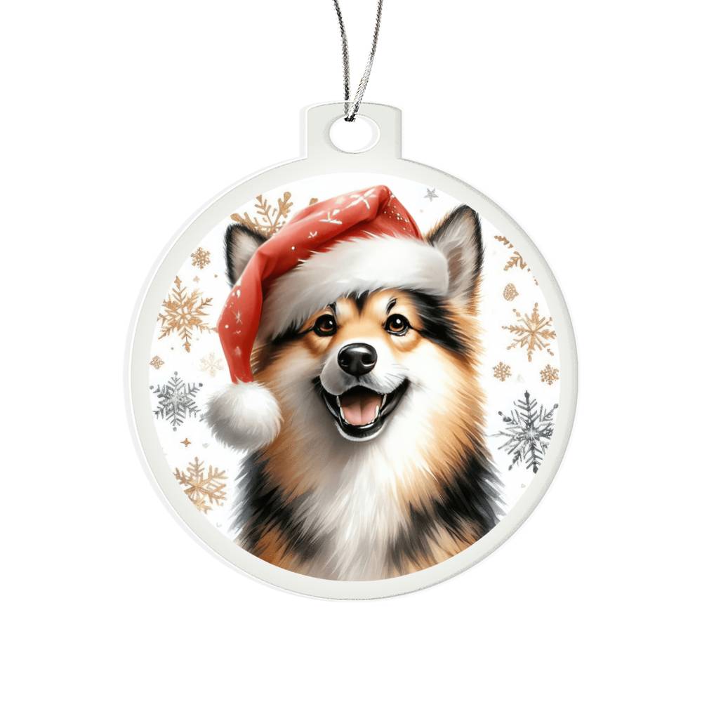 Christmas Dog - Norwegian Buhund - Acrylic Ornament