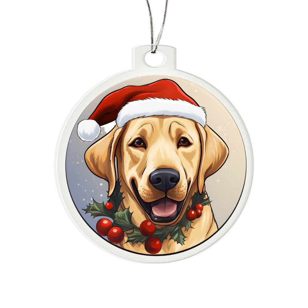 Dog Stained Glass Christmas Design 029 - Acrylic Ornament