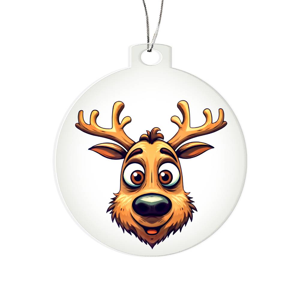 Funny Reindeer Face 12 - Acrylic Ornament