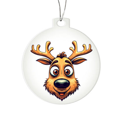 Funny Reindeer Face 12 - Acrylic Ornament