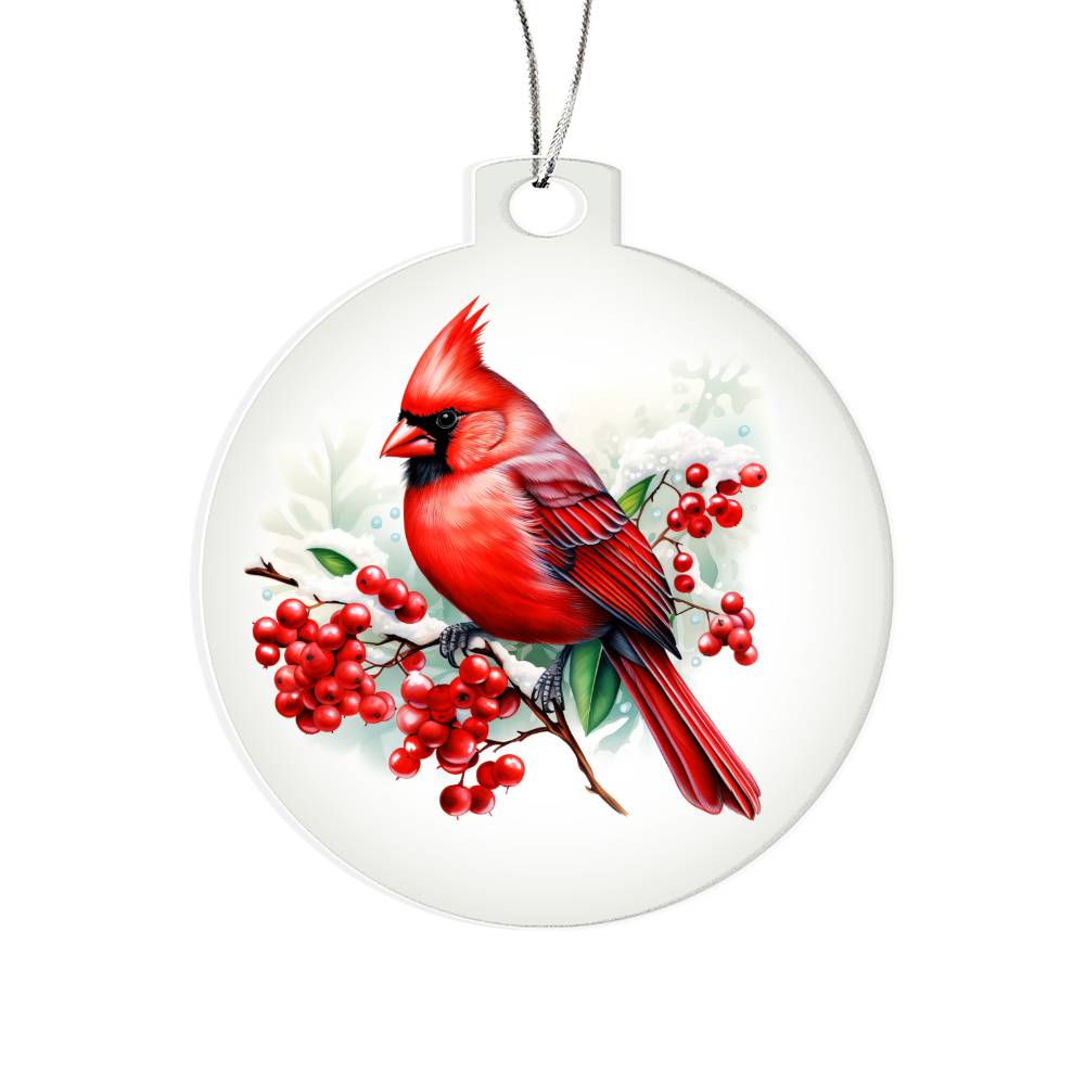Christmas Cardinal 008 - Acrylic Ornament