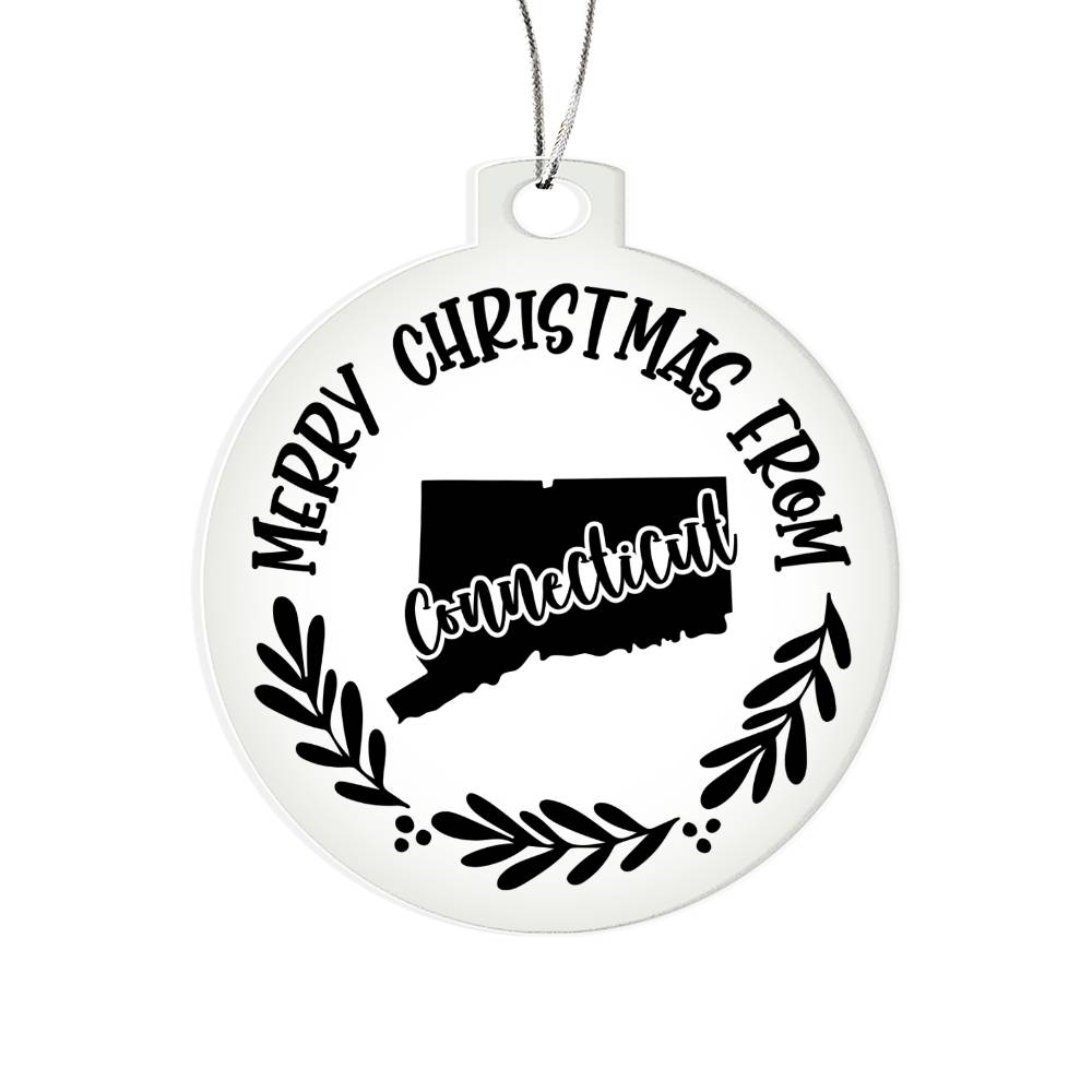Merry Christmas From Connecticut - Acrylic Ornament