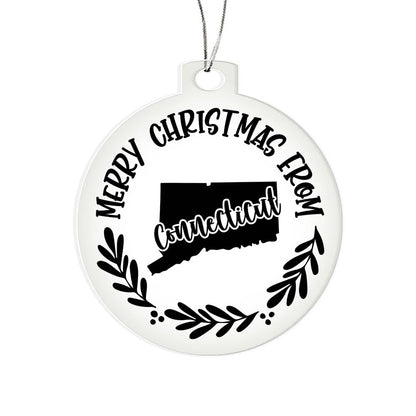Merry Christmas From Connecticut - Acrylic Ornament