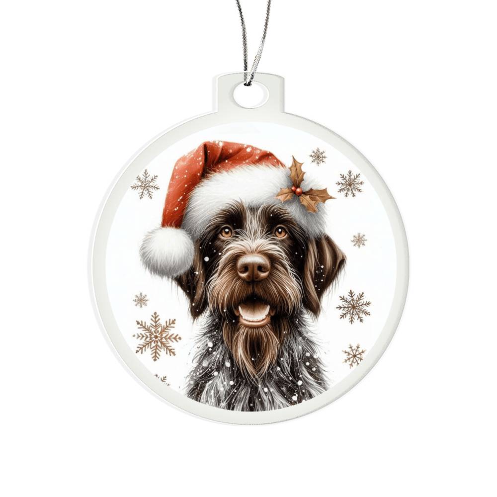 Christmas Dog - German Wirehaired Pointer - Acrylic Ornament