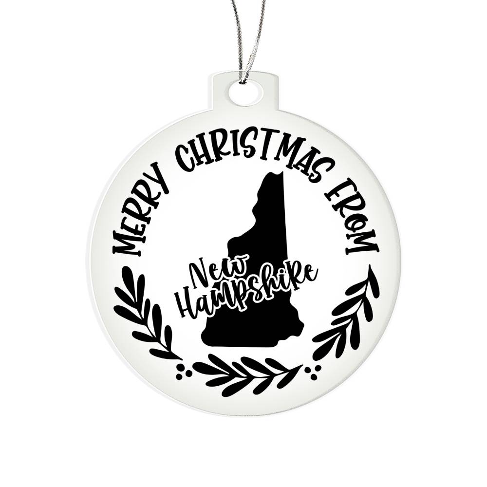 Merry Christmas From New Hampshire - Acrylic Ornament