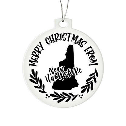 Merry Christmas From New Hampshire - Acrylic Ornament