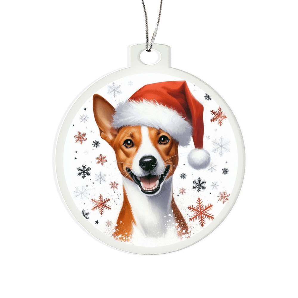 Christmas Dog - Basenji - Acrylic Ornament
