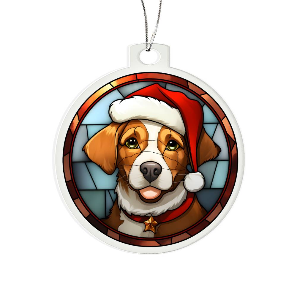 Dog Stained Glass Christmas Design 005 - Acrylic Ornament