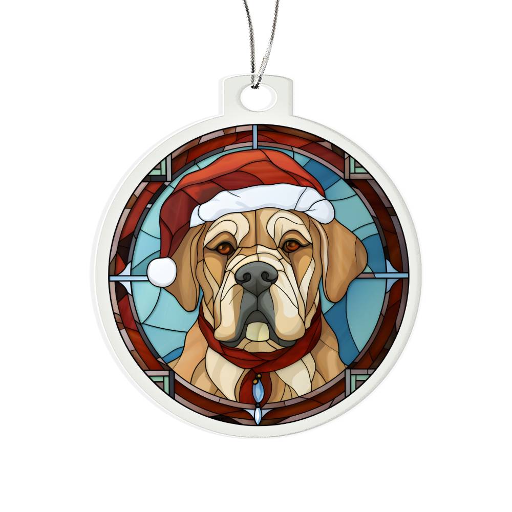 Dog Stained Glass Christmas Design 004 - Acrylic Ornament