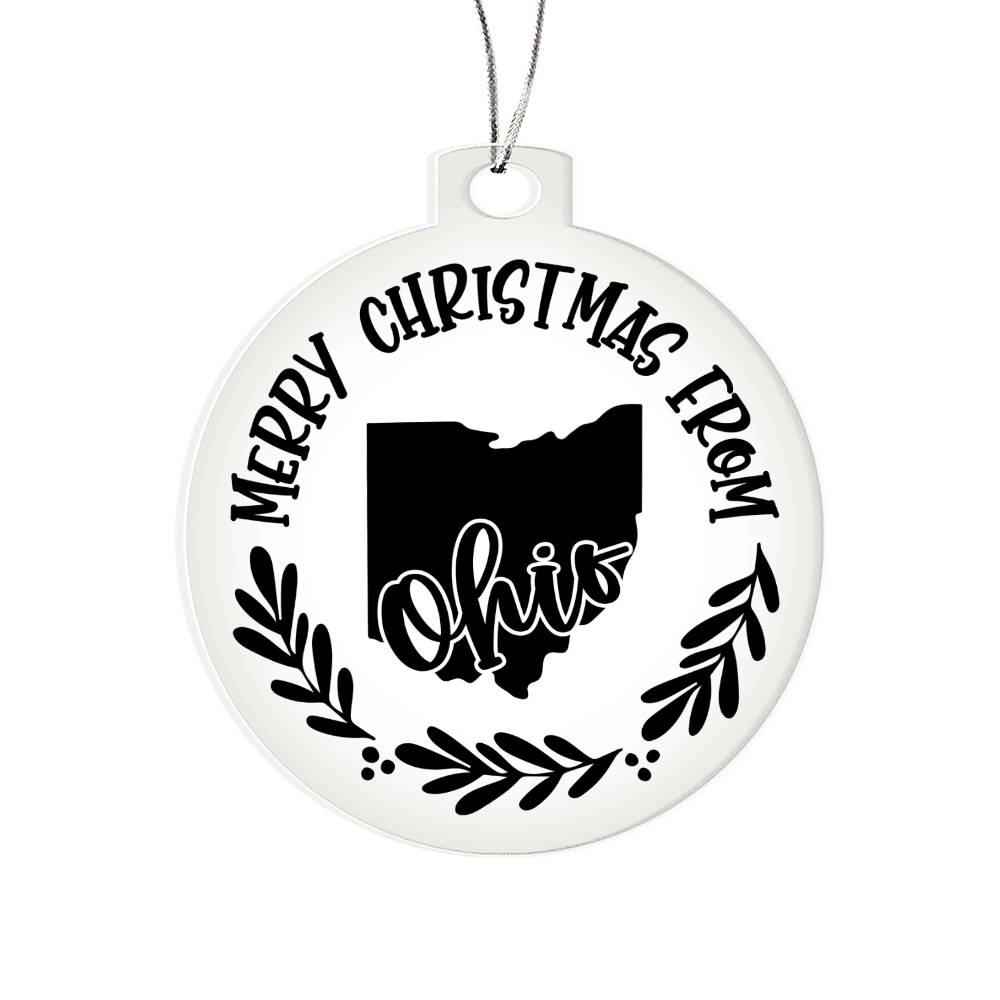 Merry Christmas From Ohio - Acrylic Ornament