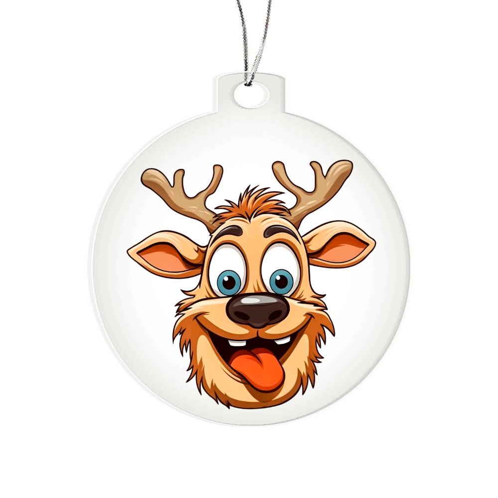 Funny Reindeer Face 07 - Acrylic Ornament