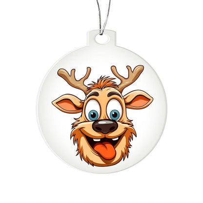 Funny Reindeer Face 07 - Acrylic Ornament