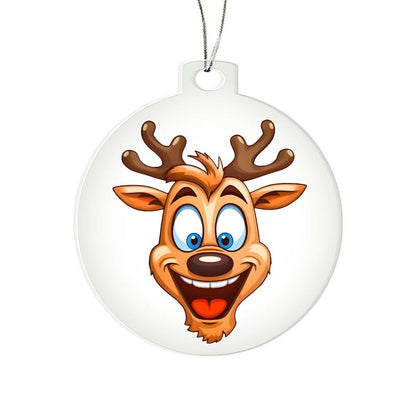 Funny Reindeer Face 04 - Acrylic Ornament