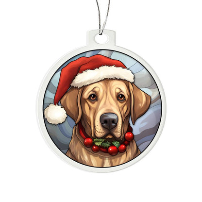 Dog Stained Glass Christmas Design 003 - Acrylic Ornament
