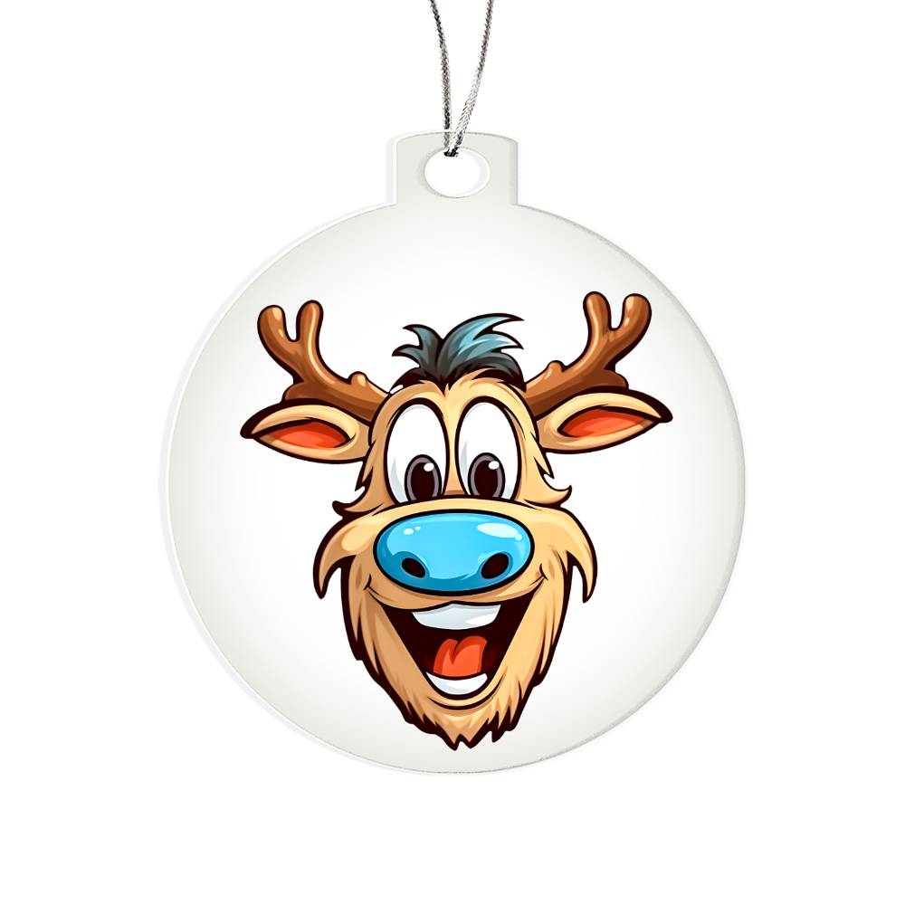 Funny Reindeer Face 14 - Acrylic Ornament