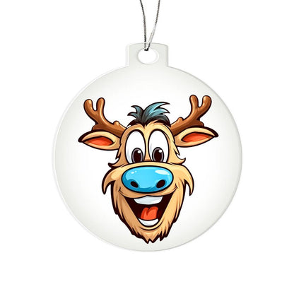 Funny Reindeer Face 14 - Acrylic Ornament