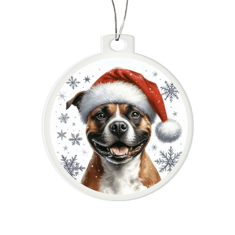 Christmas Dog - Staffordshire Bull Terrier - Acrylic Ornament