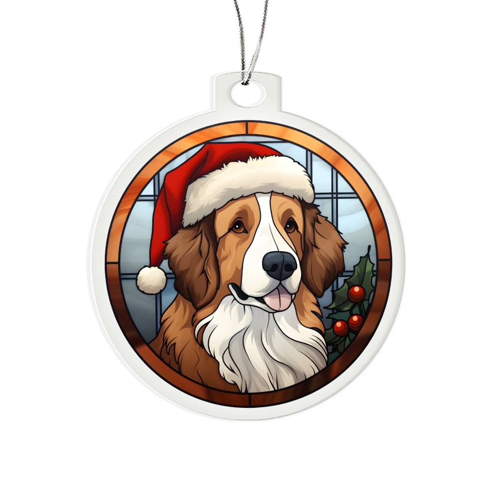 Dog Stained Glass Christmas Design 024 - Acrylic Ornament