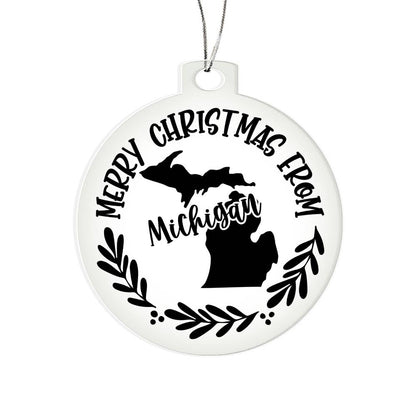 Merry Christmas From Michigan - Acrylic Ornament
