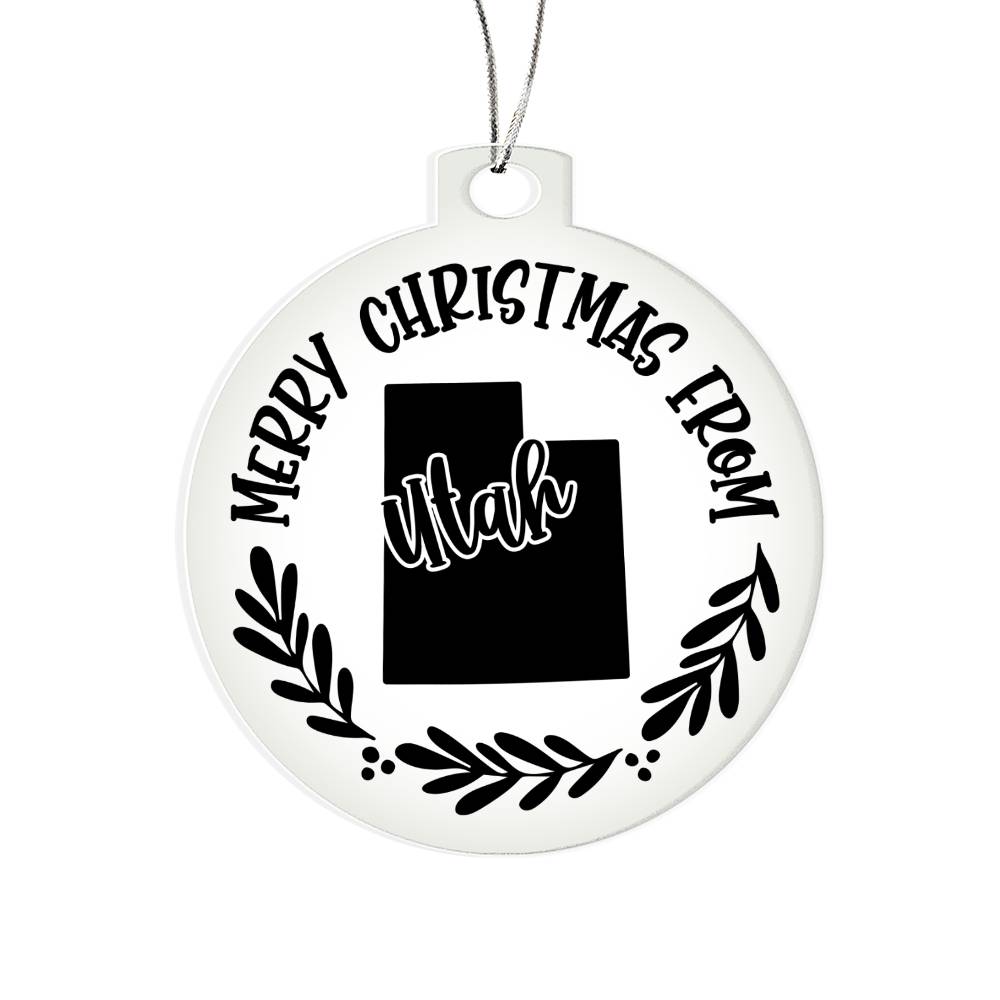 Merry Christmas From Utah - Acrylic Ornament