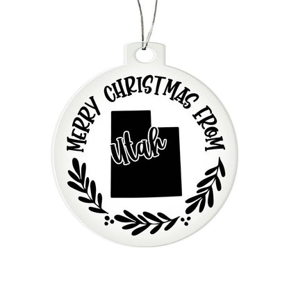 Merry Christmas From Utah - Acrylic Ornament