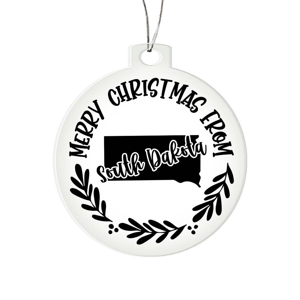 Merry Christmas From South Dakota - Acrylic Ornament