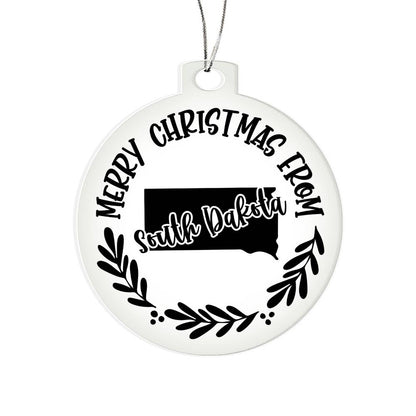 Merry Christmas From South Dakota - Acrylic Ornament