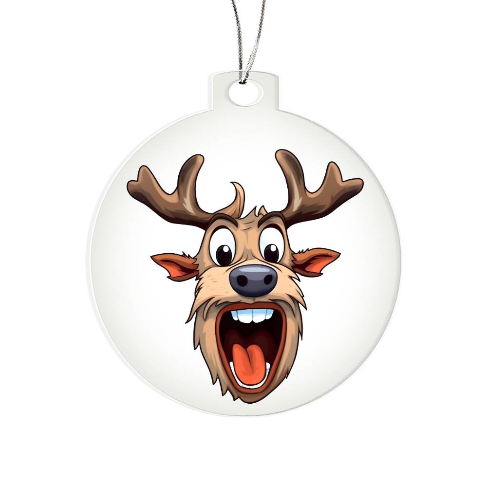Funny Reindeer Face 06 - Acrylic Ornament
