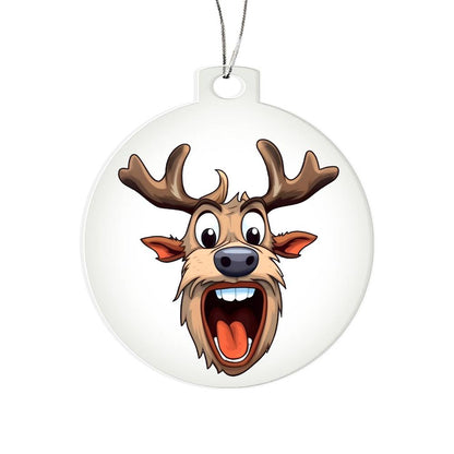 Funny Reindeer Face 06 - Acrylic Ornament