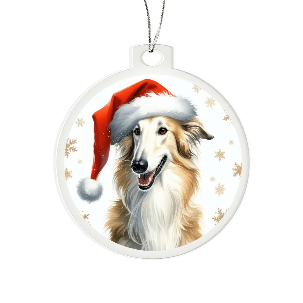 Christmas Dog - Borzoi - Acrylic Ornament