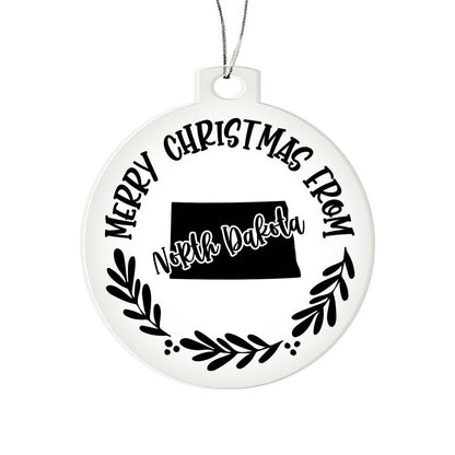 Merry Christmas From North Dakota - Acrylic Ornament