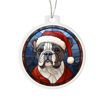 Dog Stained Glass Christmas Design 030 - Acrylic Ornament