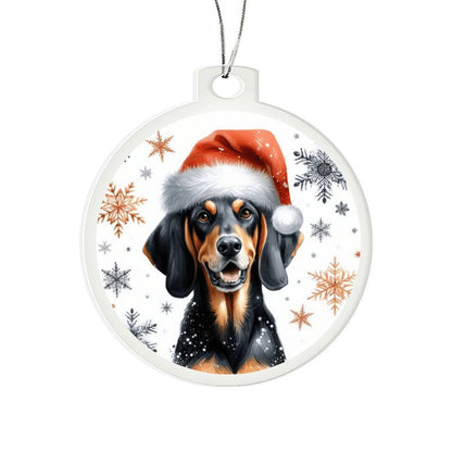 Christmas Dog - Black and Tan Coonhound - Acrylic Ornament