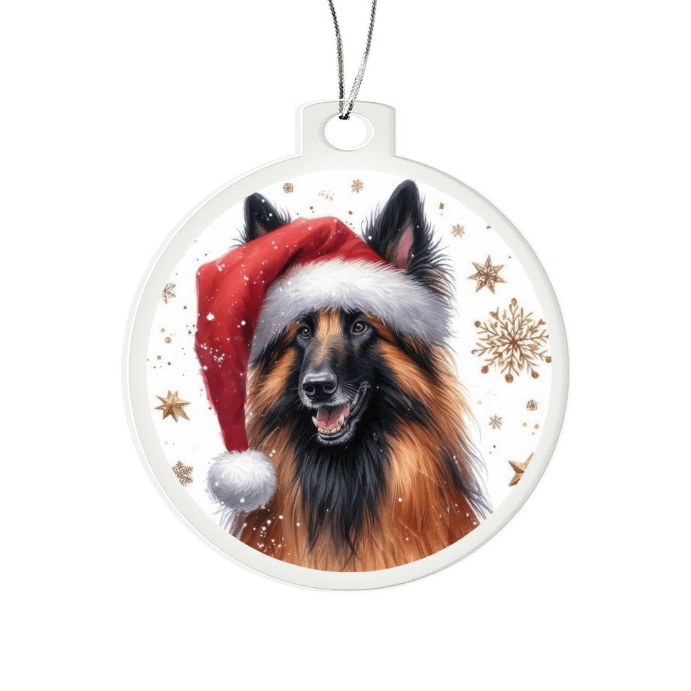 Christmas Dog - Belgian Tervuren - Acrylic Ornament