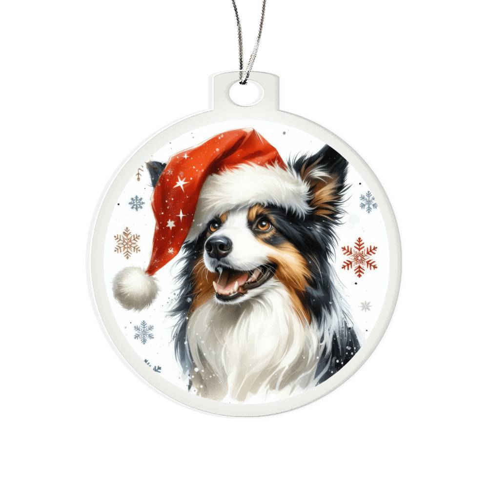 Christmas Dog - Border Collie - Acrylic Ornament