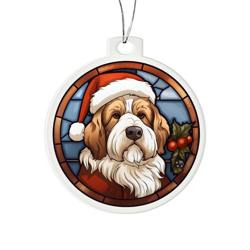 Dog Stained Glass Christmas Design 034 - Acrylic Ornament