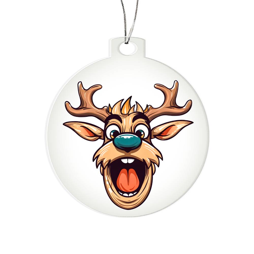 Funny Reindeer Face 18 - Acrylic Ornament