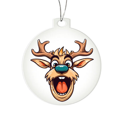 Funny Reindeer Face 18 - Acrylic Ornament
