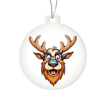 Funny Reindeer Face 16 - Acrylic Ornament