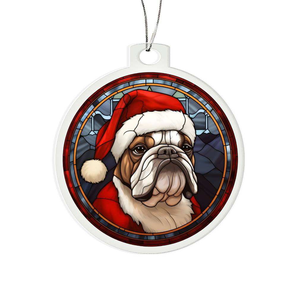 Dog Stained Glass Christmas Design 015 - Acrylic Ornament