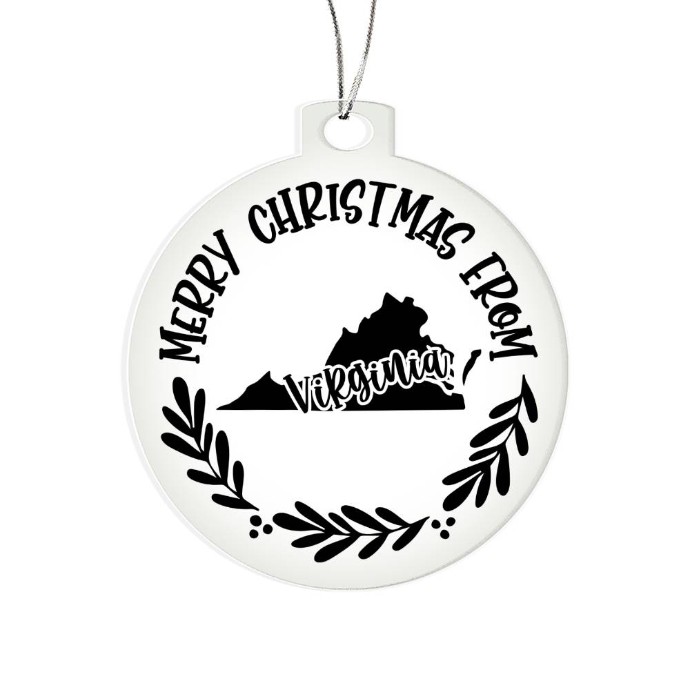 Merry Christmas From Virginia - Acrylic Ornament