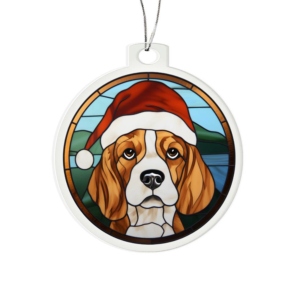 Dog Stained Glass Christmas Design 023 - Acrylic Ornament