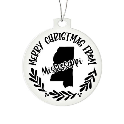 Merry Christmas From Mississippi - Acrylic Ornament