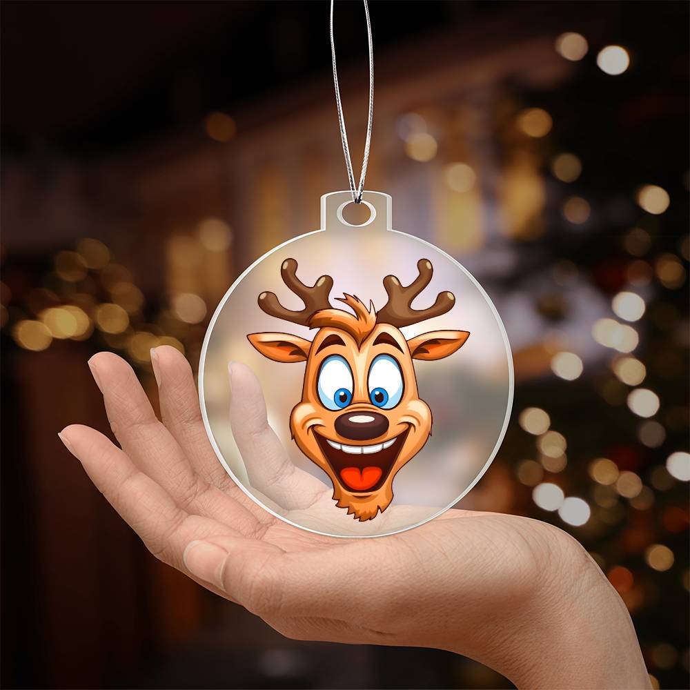 Funny Reindeer Face 04 - Acrylic Ornament