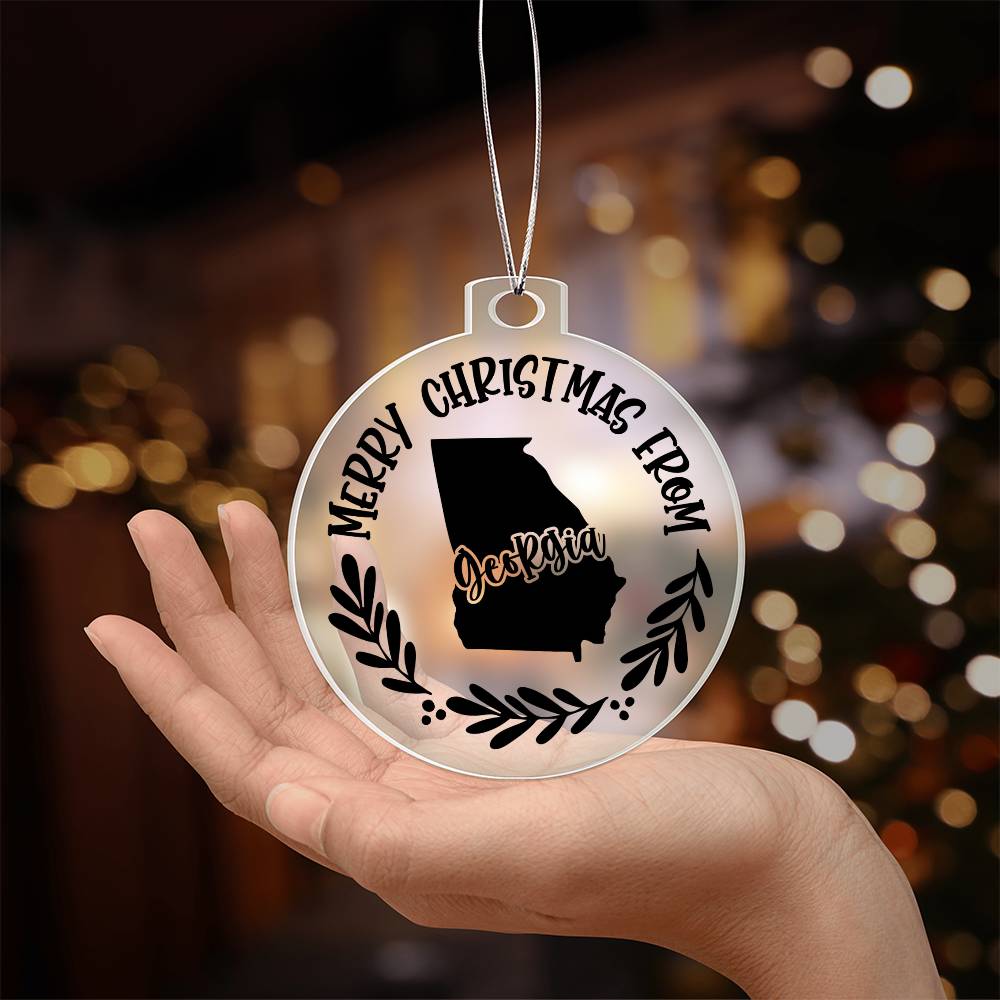 Merry Christmas From Georgia - Acrylic Ornament