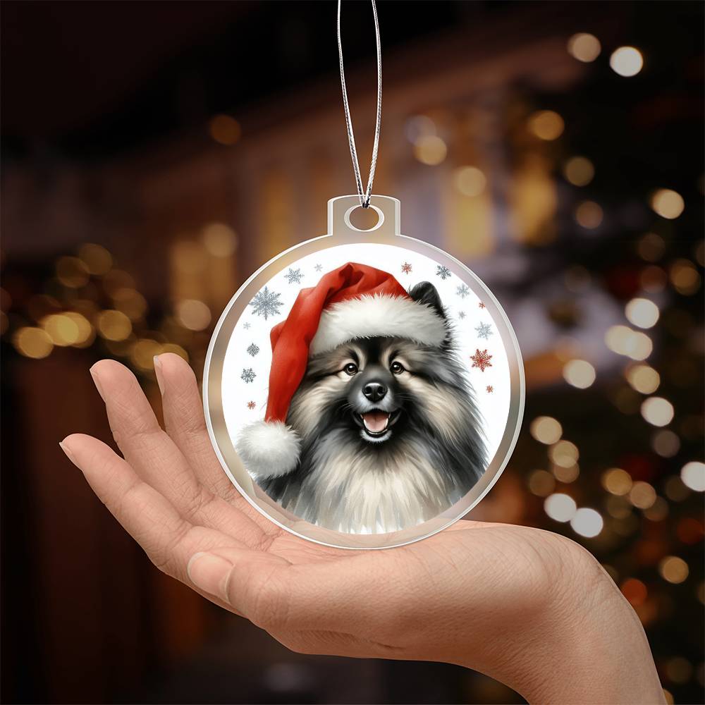 Christmas Dog - Keeshond - Acrylic Ornament