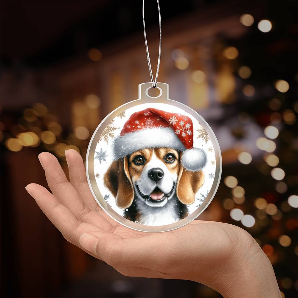 Christmas Dog - Beagle - Acrylic Ornament