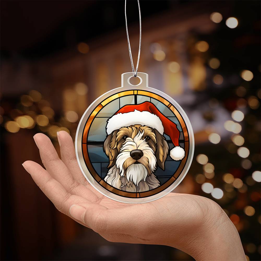 Dog Stained Glass Christmas Design 019 - Acrylic Ornament