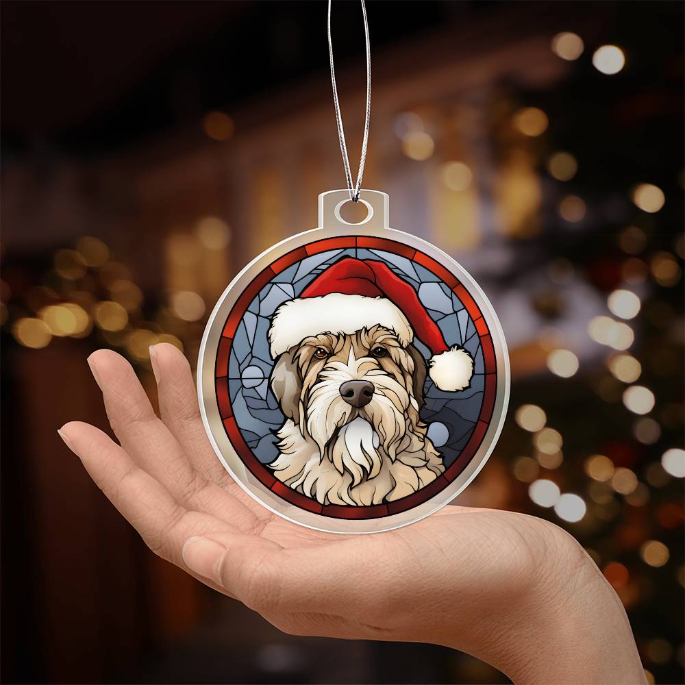 Dog Stained Glass Christmas Design 014 - Acrylic Ornament