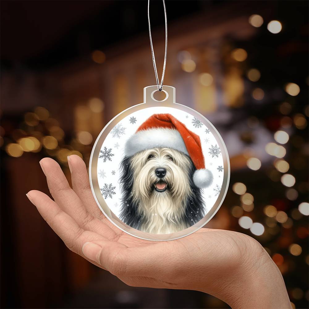 Christmas Dog - Polish Lowland Sheepdog - Acrylic Ornament